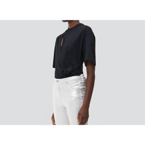 NEW JONATHAN SIMKHAI joline wrap tie t-shirt in black - Picture 3 of 5